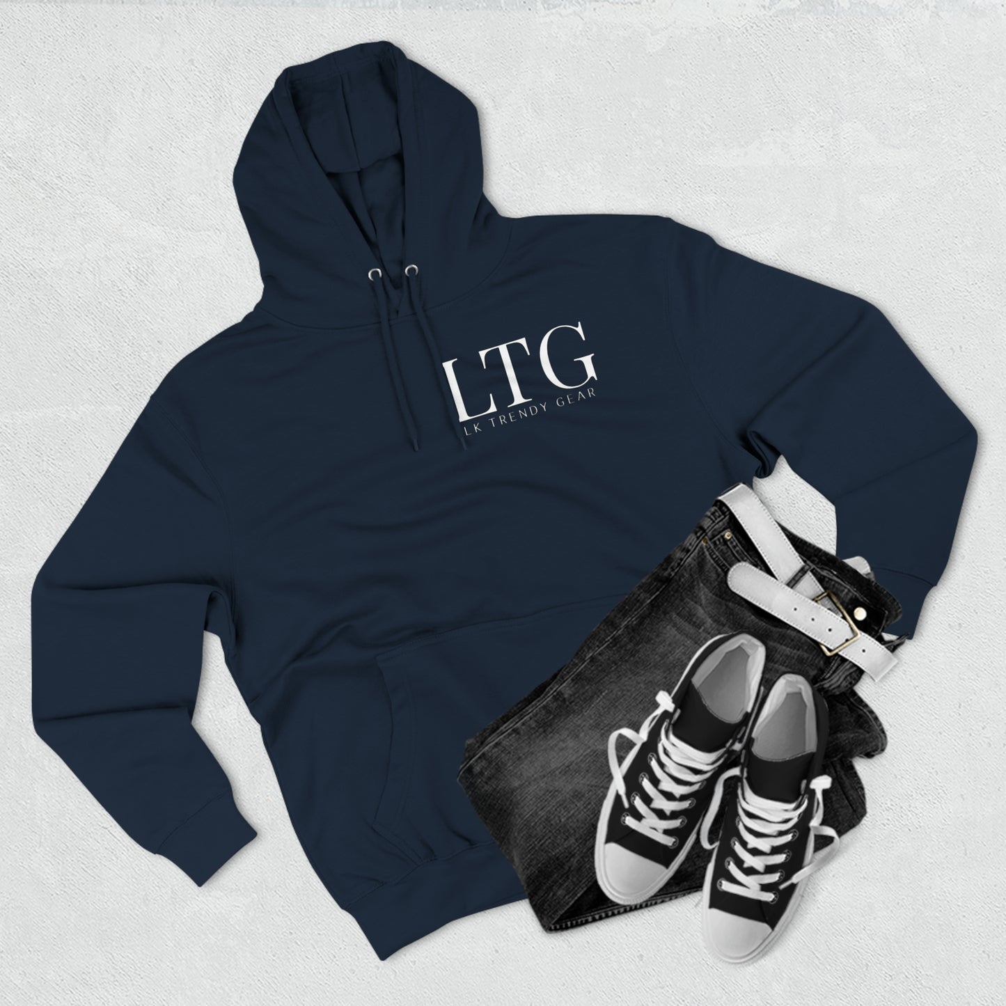 LK trendy Three-Panel Fleece Hoodie with small chest logo