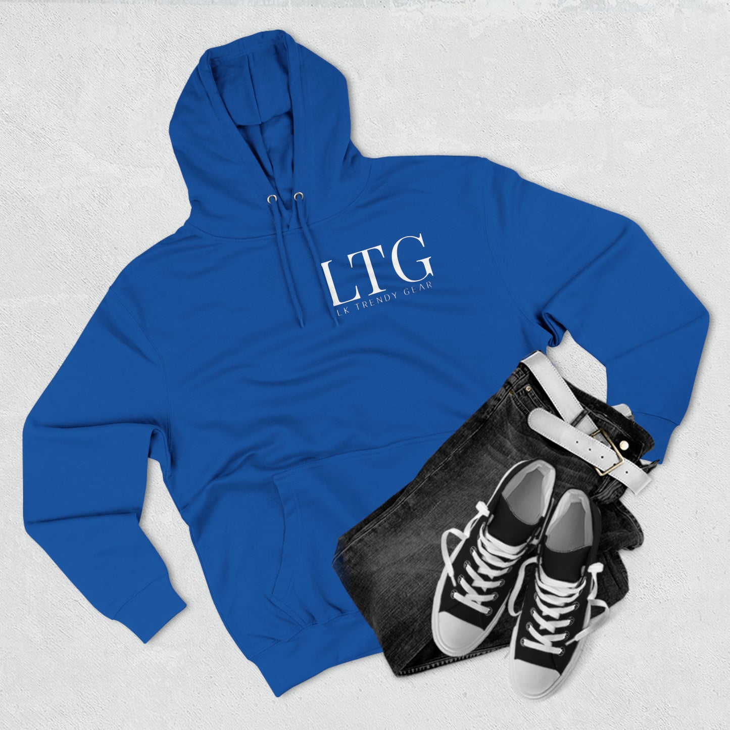 LK trendy Three-Panel Fleece Hoodie with small chest logo