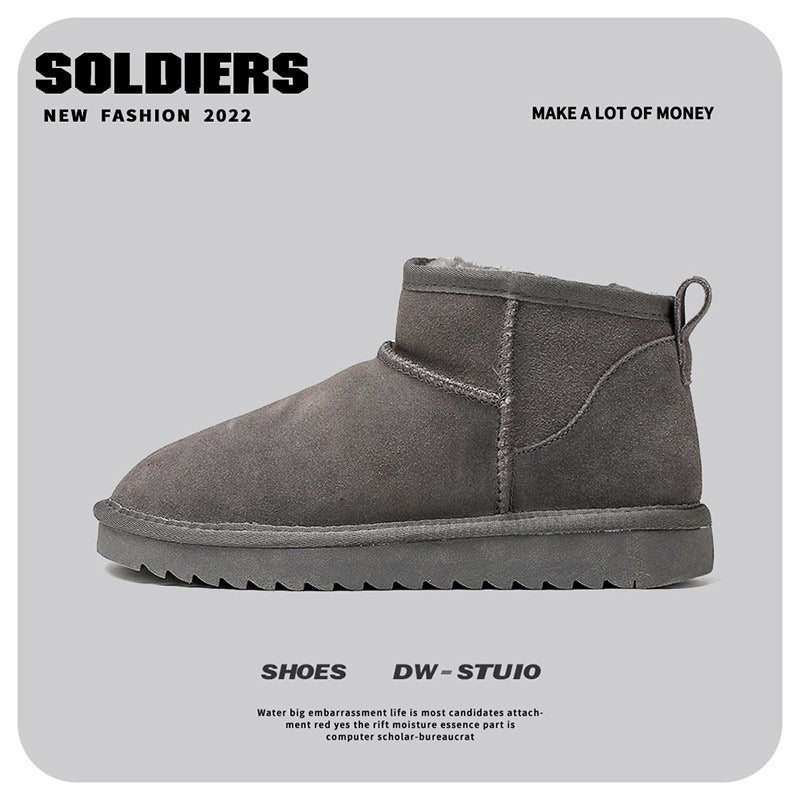 Thick bottomed sponge cake snow boots for women's new high rise plush and thick fur insulation short cotton boots