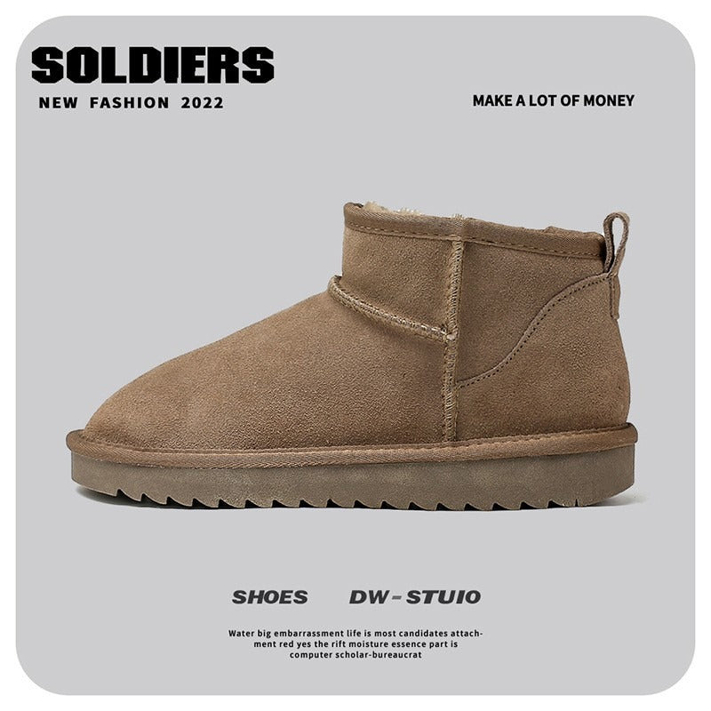 Thick bottomed sponge cake snow boots for women's new high rise plush and thick fur insulation short cotton boots